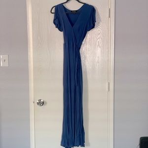 Lulus Heart of Marigold Denim Blue Wrap Maxi Dress